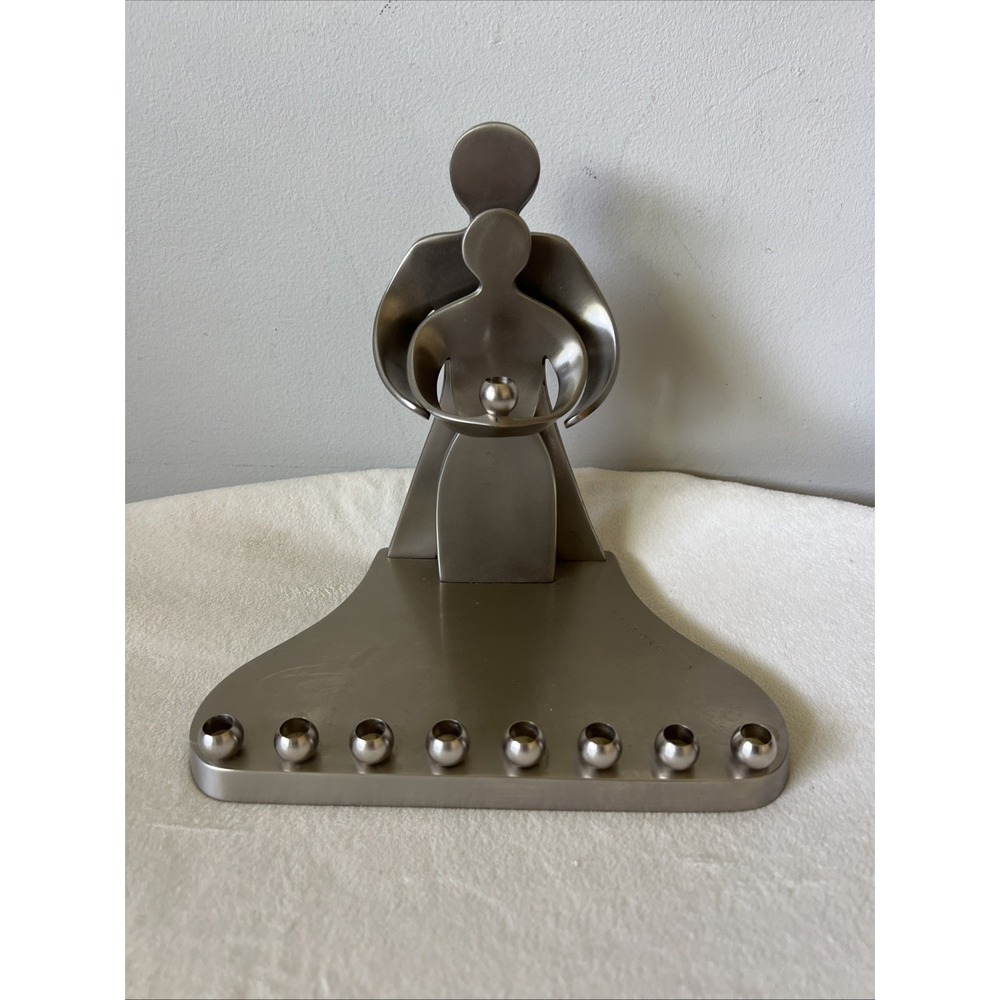 Judaica Alef Judaica by Glora "Our Love" Pewter Menorah Couple Wedding Family